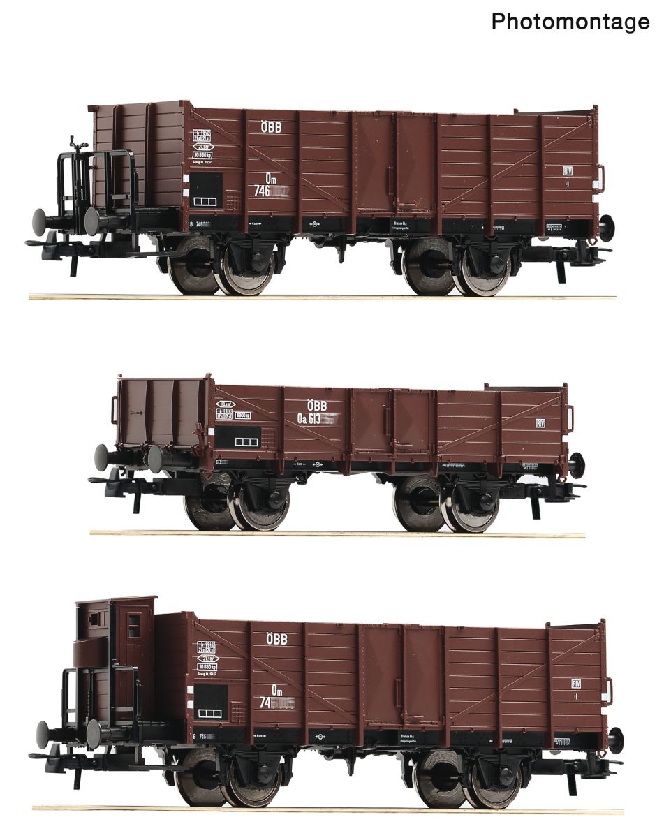 Roco 6600250 - 3er Set offene Güterwagen, ÖBB, Ep.III-IV