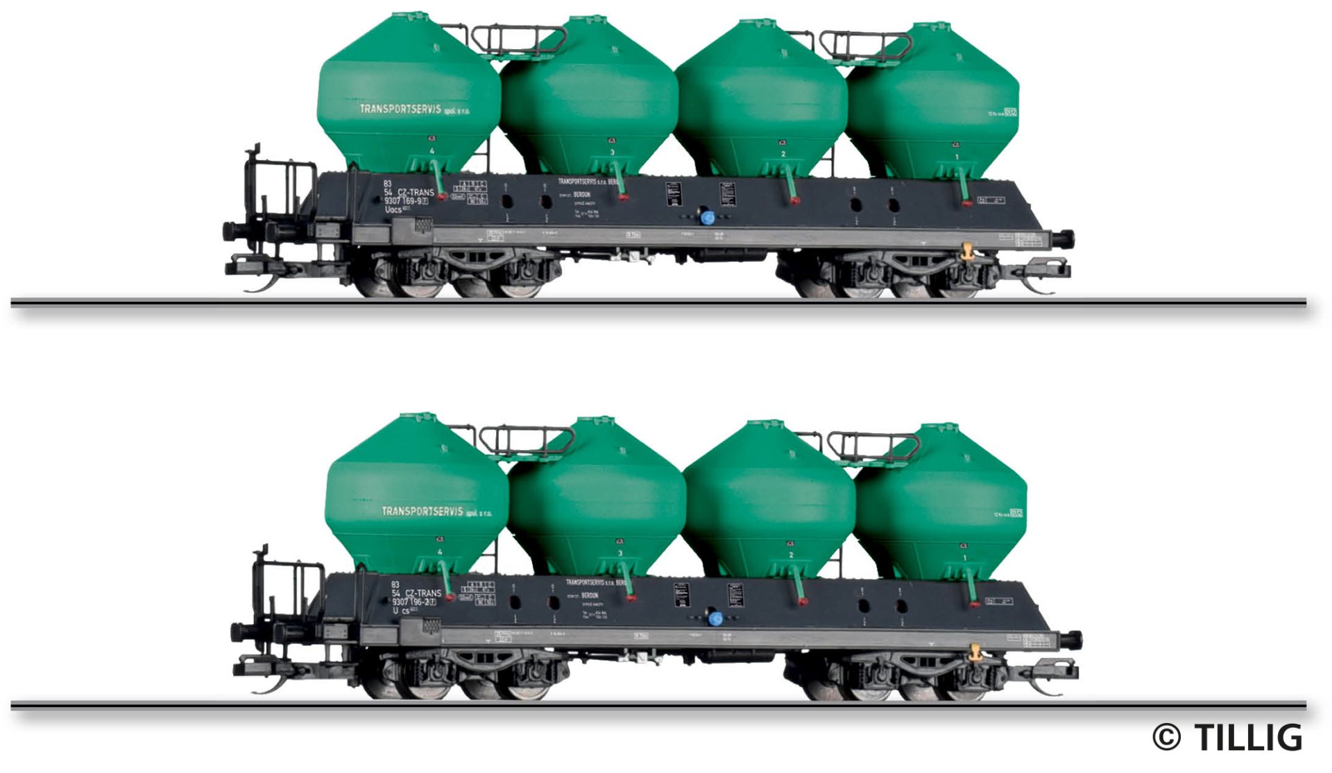 Tillig 01116 - 2er Set Staubsilowagen Uacs 451.1, Transportservics s.r.o. Beroun, Ep.VI