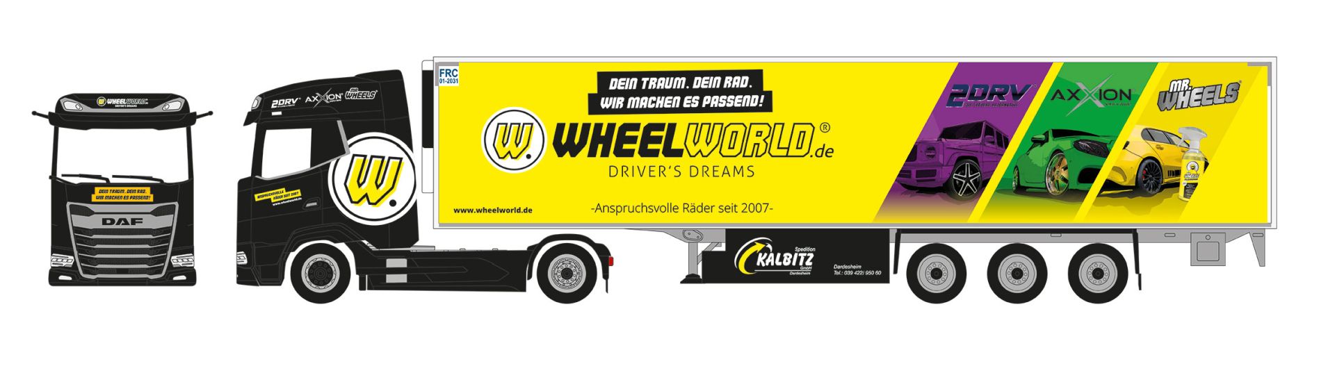 Herpa 961547 - DAF XG Kühlkoffer-Sattelzug "Spedition Kalbitz/Wheelworld-Driver-Dream"