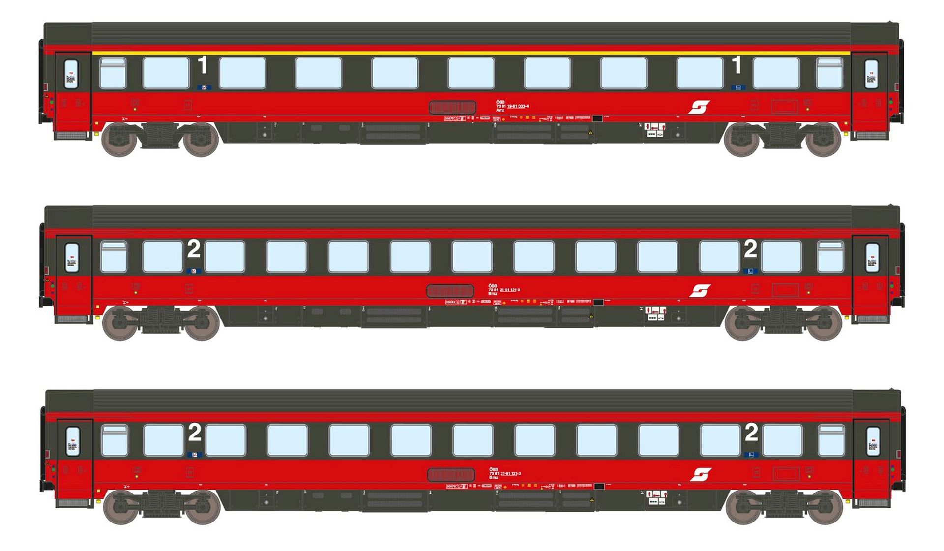 ASM 24000 - 3er Set Personenwagen Amz+2xBmz EC 64, ÖBB, Ep.IV