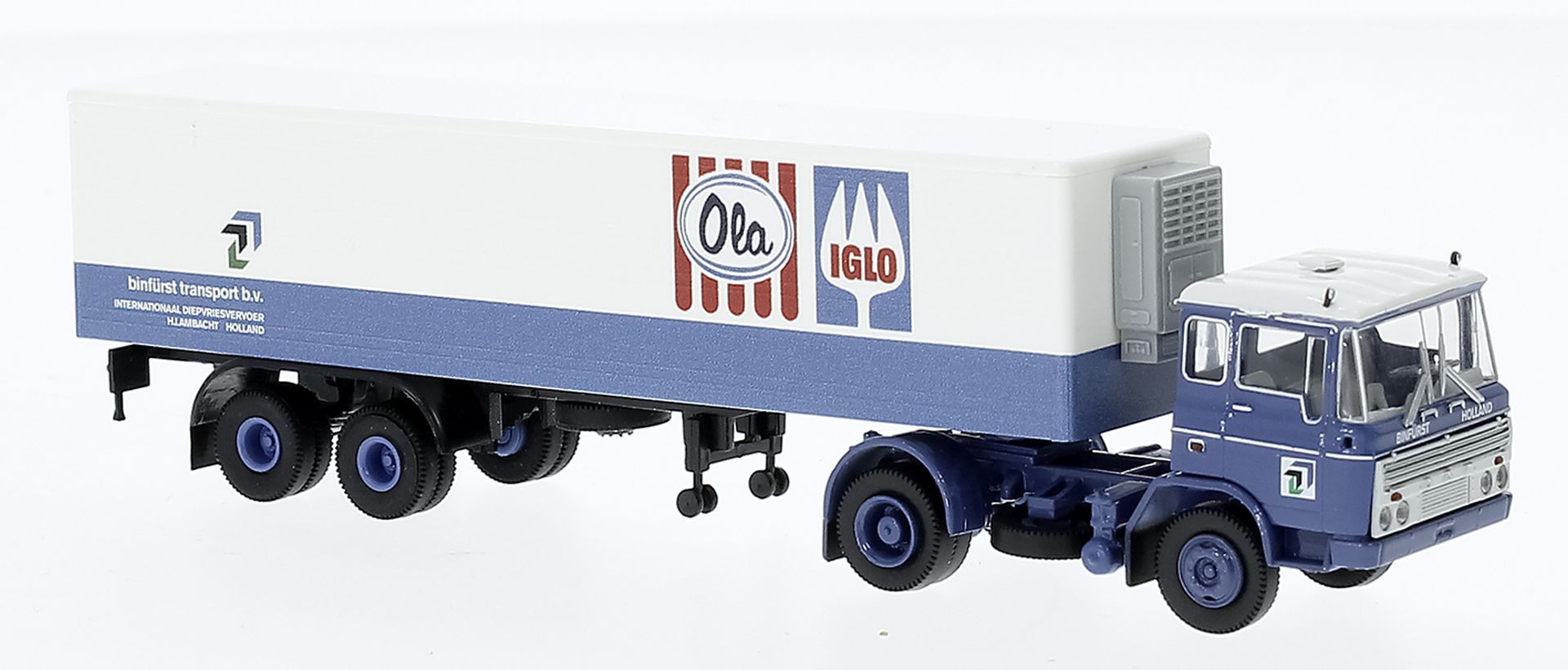 Brekina 85290 - DAF FT 2600 Kühlkoffer-SZ, Binfürst - Iglo-Ola, 1962