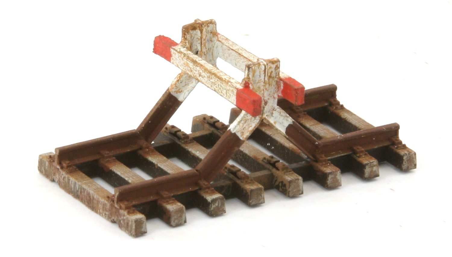 elriwa PR6TT - Prellbock mit zwei rot-weißen Pufferbohlen, patiniert