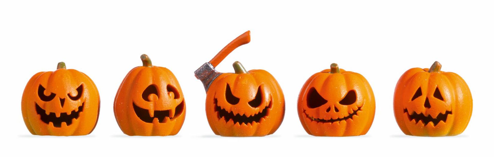 Noch 51210 - Kürbisse, beleuchtet, 5 Stück, handbemalt, mit je 1 LED