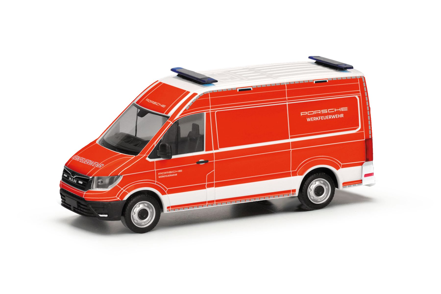Herpa 098540 - MAN TGE Kasten Hochdach "Werkfeuerwehr Porsche Stuttgart"