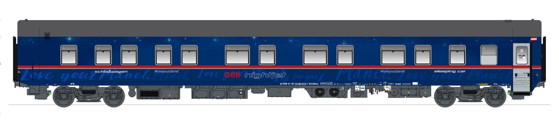 L.S. Models LS58616 - Schlafwagen WLABmz 72-90, Nightjet, ÖBB, Ep.VI, Love your Planet
