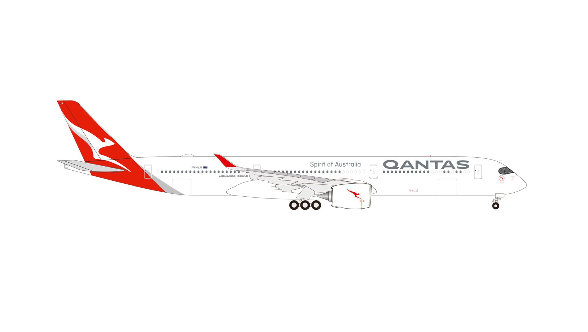 Herpa 539838 - Qantas Airbus A350-1000ULR - Project Sunrise - VH-OJA "Vega"