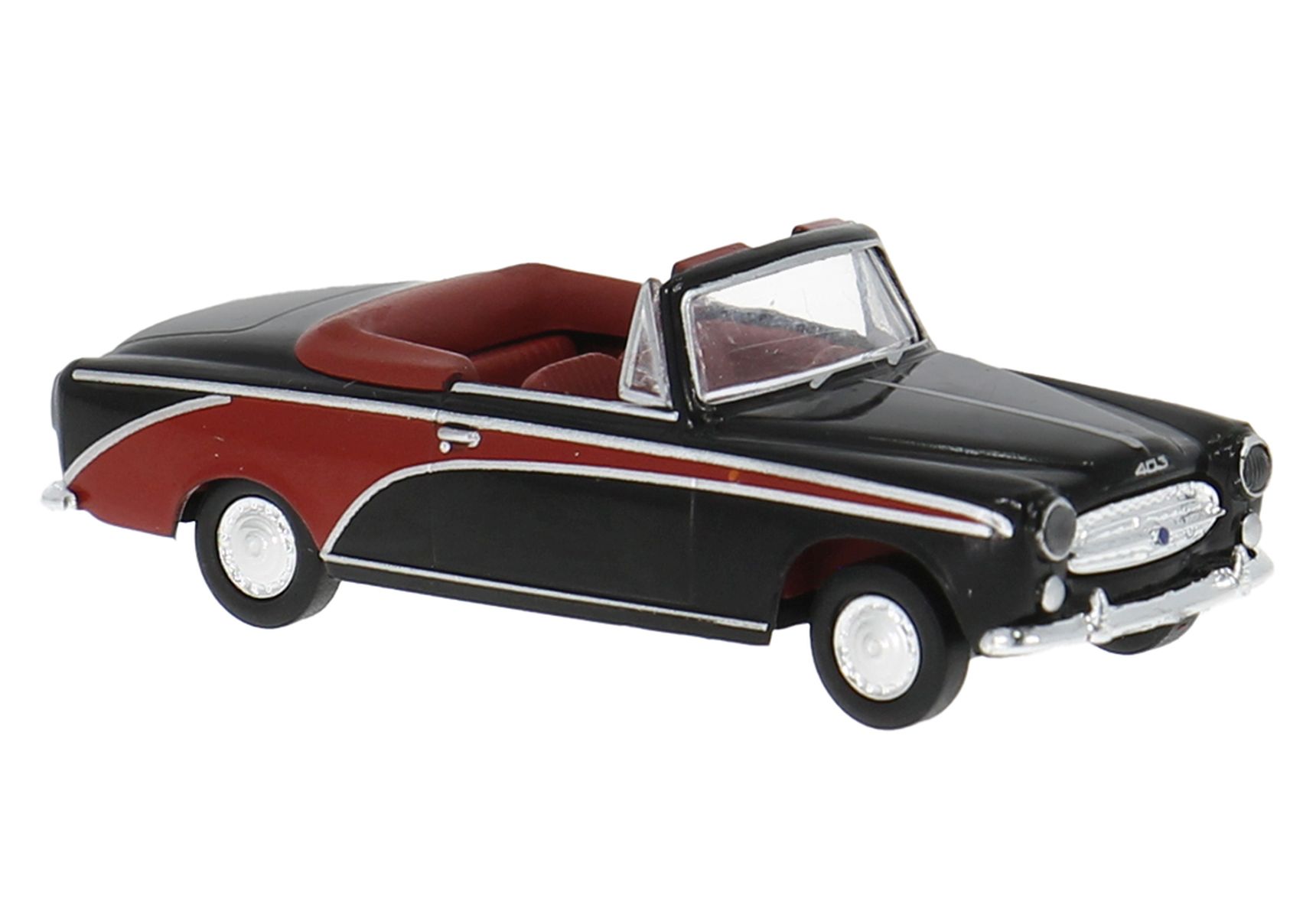 Brekina 29162 - Peugeot 403 Cabrio deluxe in schwarz/rot