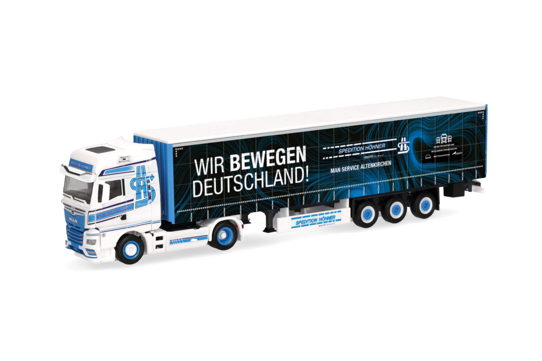 Herpa 320320 - MAN TGX GX Gardinenplanen-Sattelzug "Spedition Höhner/Wir bewegen Deutschland"