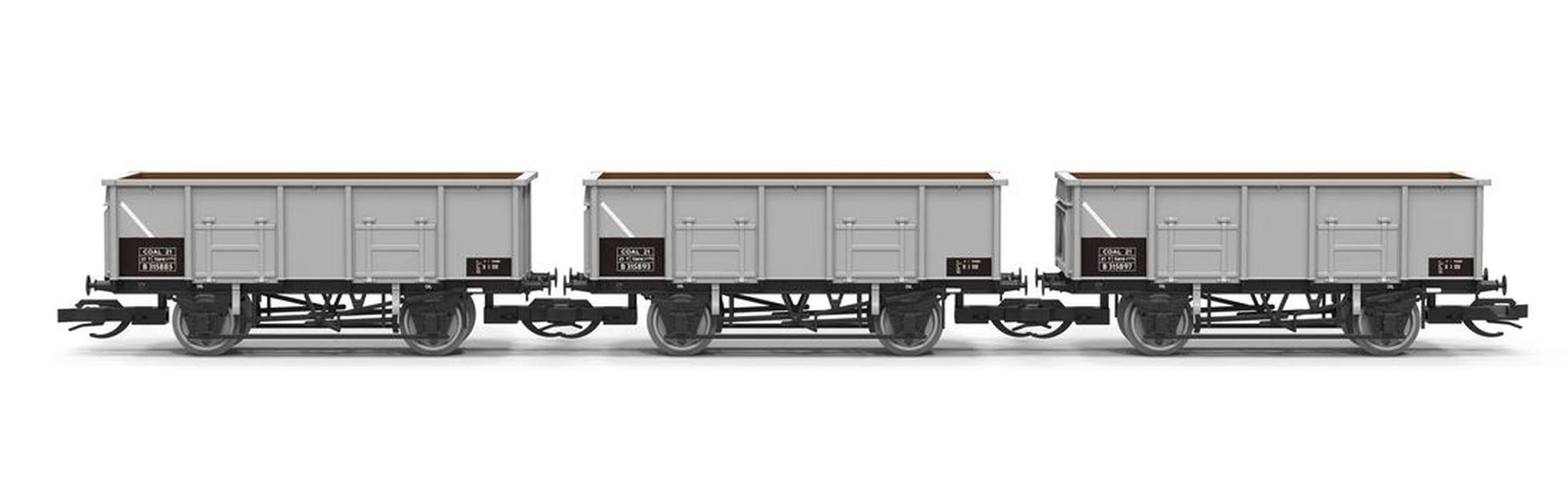 Hornby TT6061 - 3er Set offene Güterwagen MDO 21T Mineral wagon, BR, Ep.IV