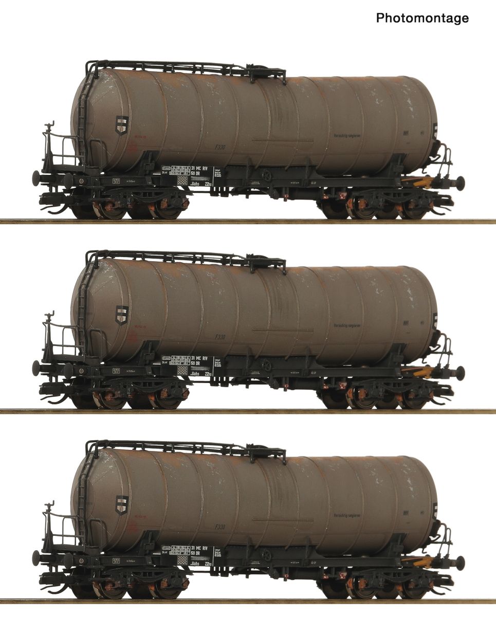 Roco 6680067 - 3er Set Knickkesselwagen ZZhs, DR, Ep.IV
