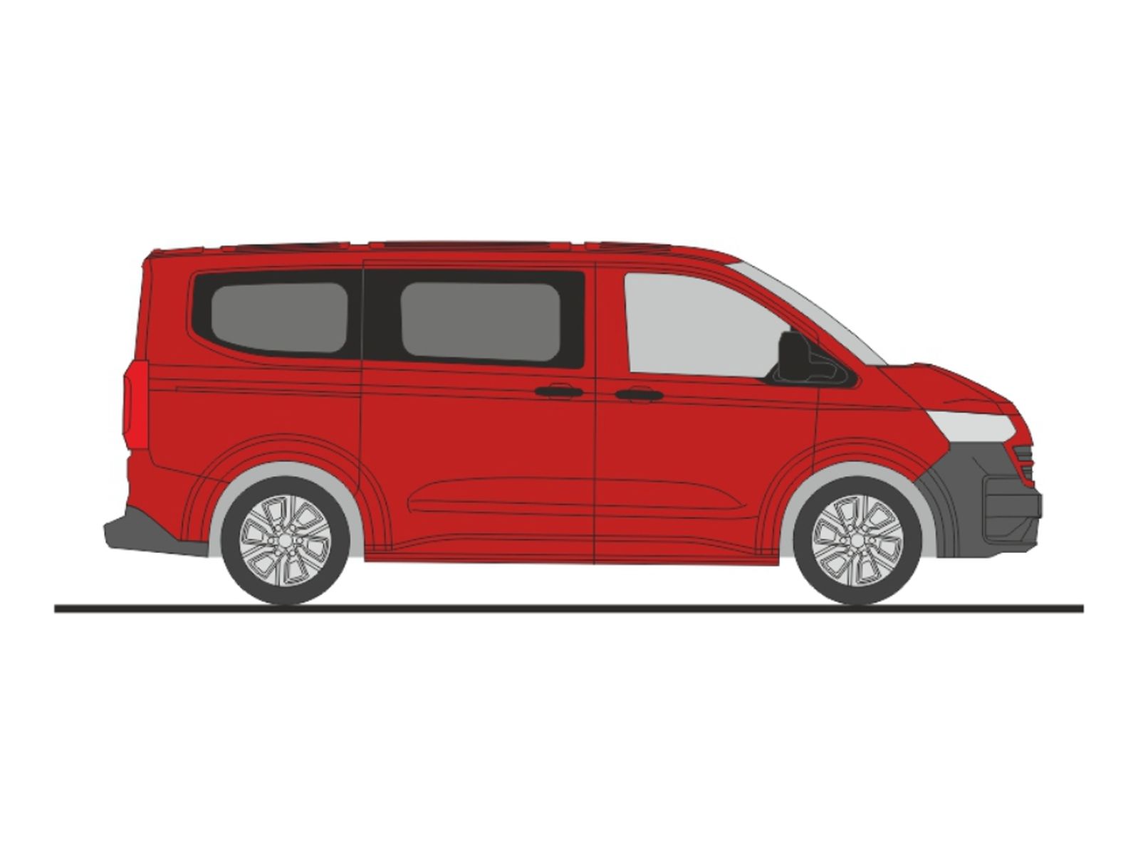 Rietze 11711 - Volkswagen Transporter T7 Kasten KR FD intensive red