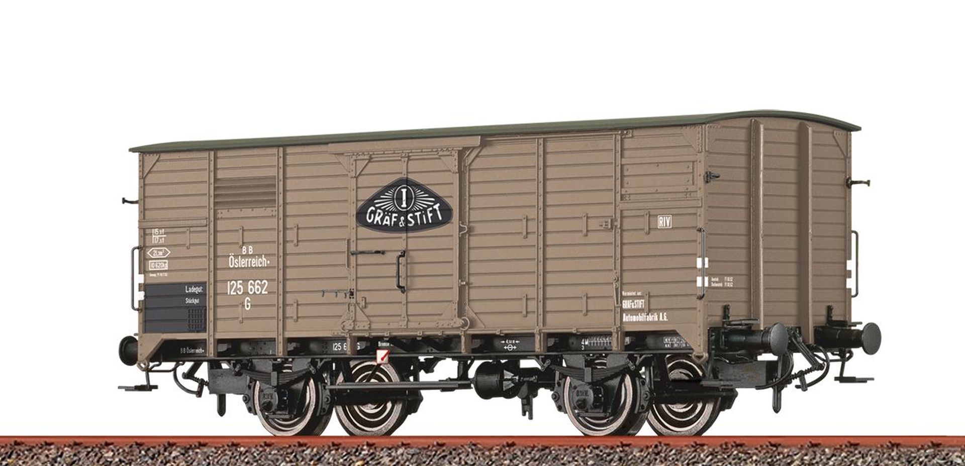 Brawa 50974 - Gedeckter Güterwagen G, BBÖ, Ep.III 'Gräf & Stift'