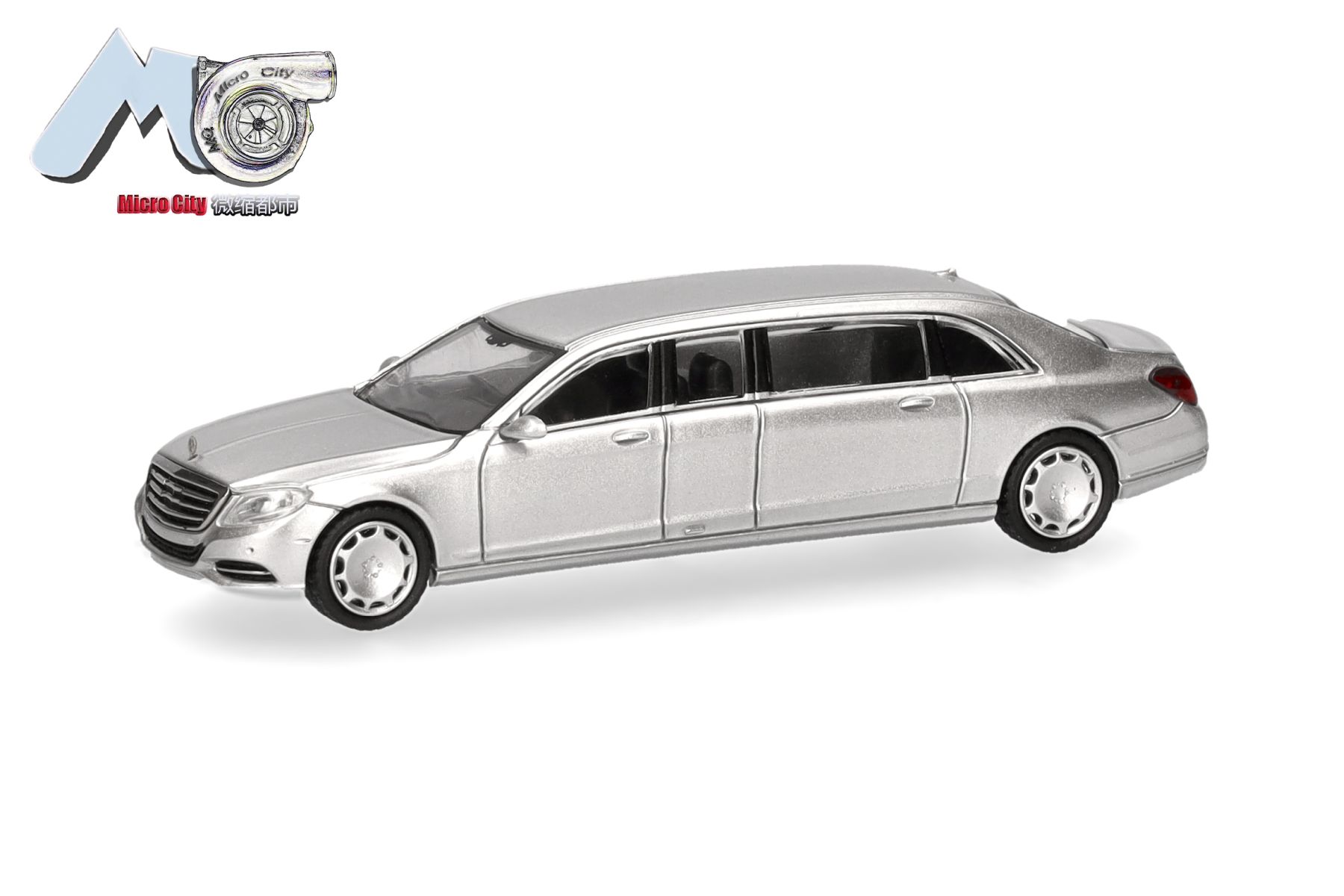 Herpa 87MC000146 - MicroCity: Mercedes-Benz S600 Pullmann, silber