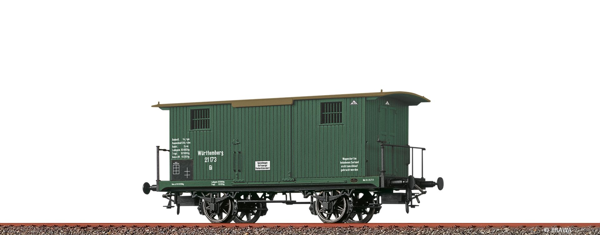 Brawa 47732 - Gedeckter Güterwagen Gi "Spezialwagen für Feuergut", K.W.St.E., Ep.I