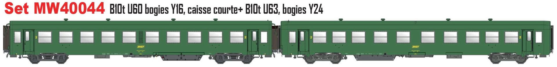 L.S. Models MW40044 - 2er Set Personenwagen USI B10t, 2.Klasse, SNCF, Ep.IVa