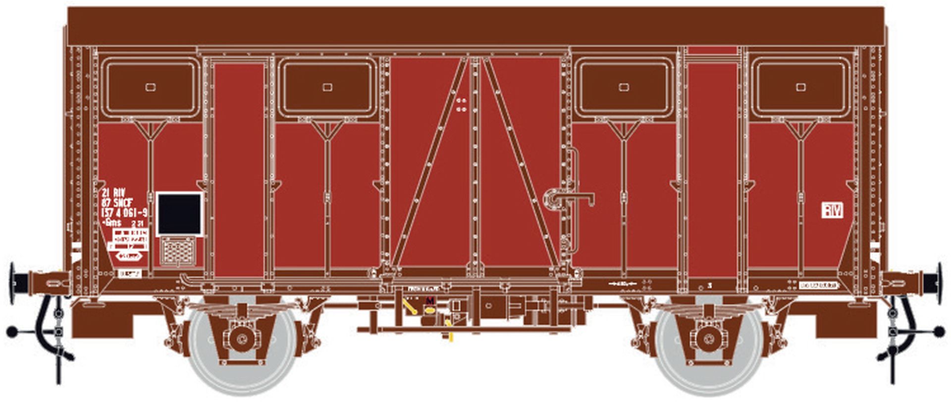 L.S. Models 31302 - Gedeckter Güterwagen Gms OCEM Permaplex, SNCF, Ep.IVa