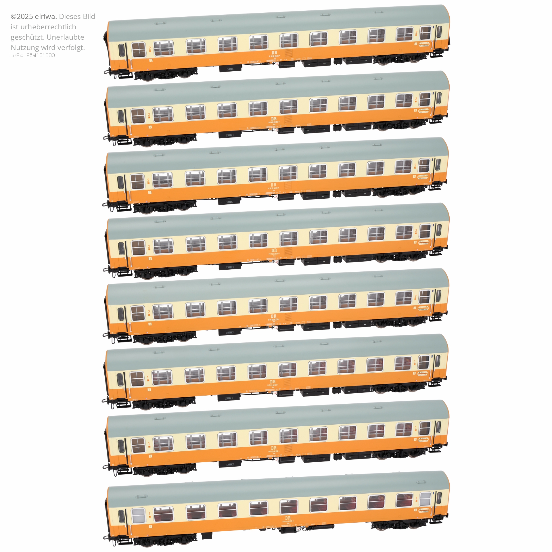 Robo 200111 - 8er Set Personenwagen 'Städteexpress', DR, Ep.IV, mit Innenbeleuchtung Robo 200111 - 8er Set Personenwagen 'Städteexpress', DR, Ep.IV, mit Innenbeleuchtung