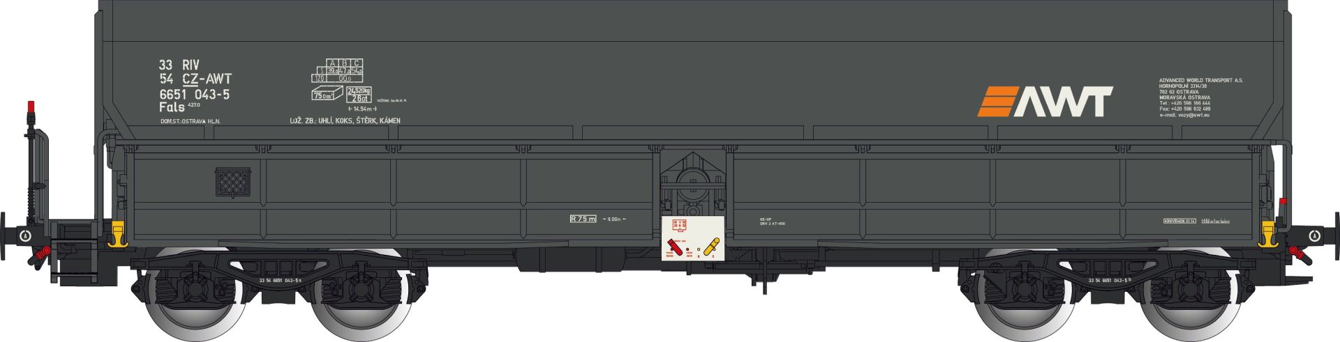 Albert Modell 665049 - Offener Güterwagen Fals, CZ-AWT, Ep.VI