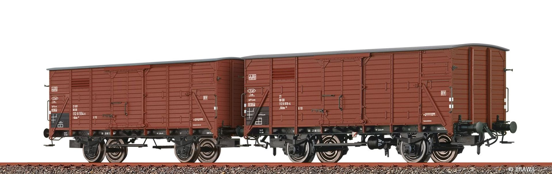 Brawa 50930 - 2er Set gedeckte Güterwagen Gklm 191, DB, Ep.IV