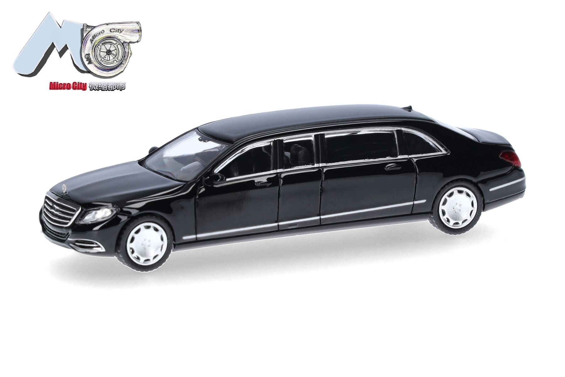 Herpa 87MC000139 - MicroCity: Mercedes-Benz S600 Pullmann, schwarz