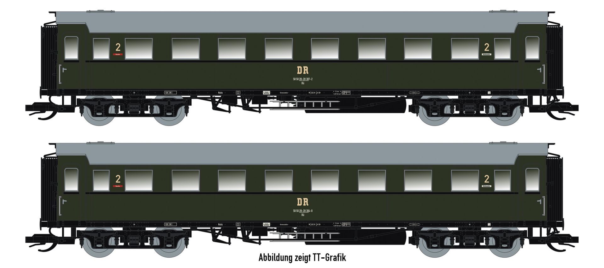 Saxonia 87195 - 2er Set Personenwagen C4Ü Sa 07, DR, Ep.IV