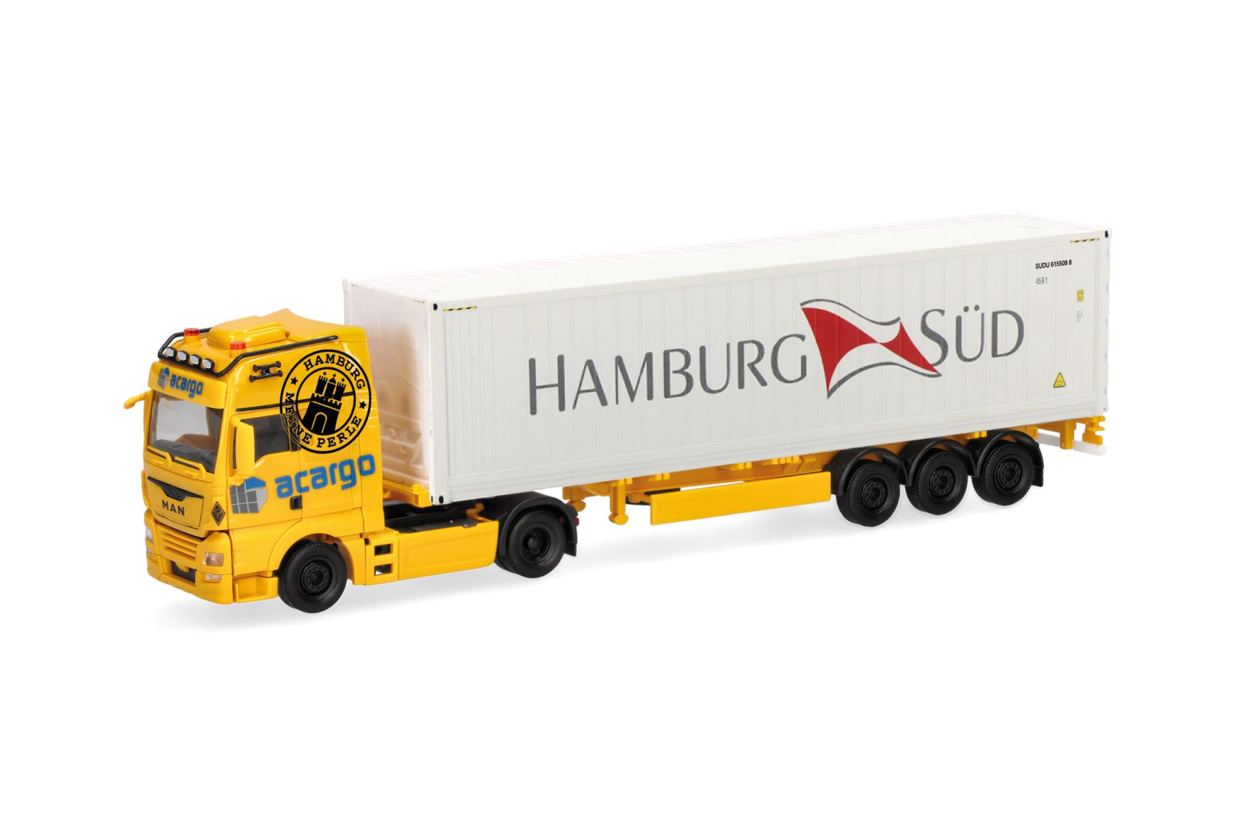 Herpa 321969 - MAN TGX XXL Euro6c Container-Sattelzug "Acargo/Hamburg Süd"