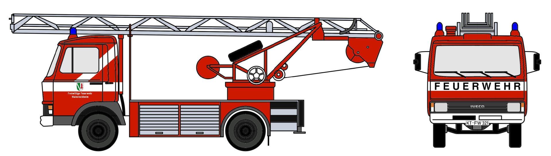 Loewe 4121 - Iveco Magirus "Zeta"  90M5 - DL18 Feuerwehr Mainstockheim