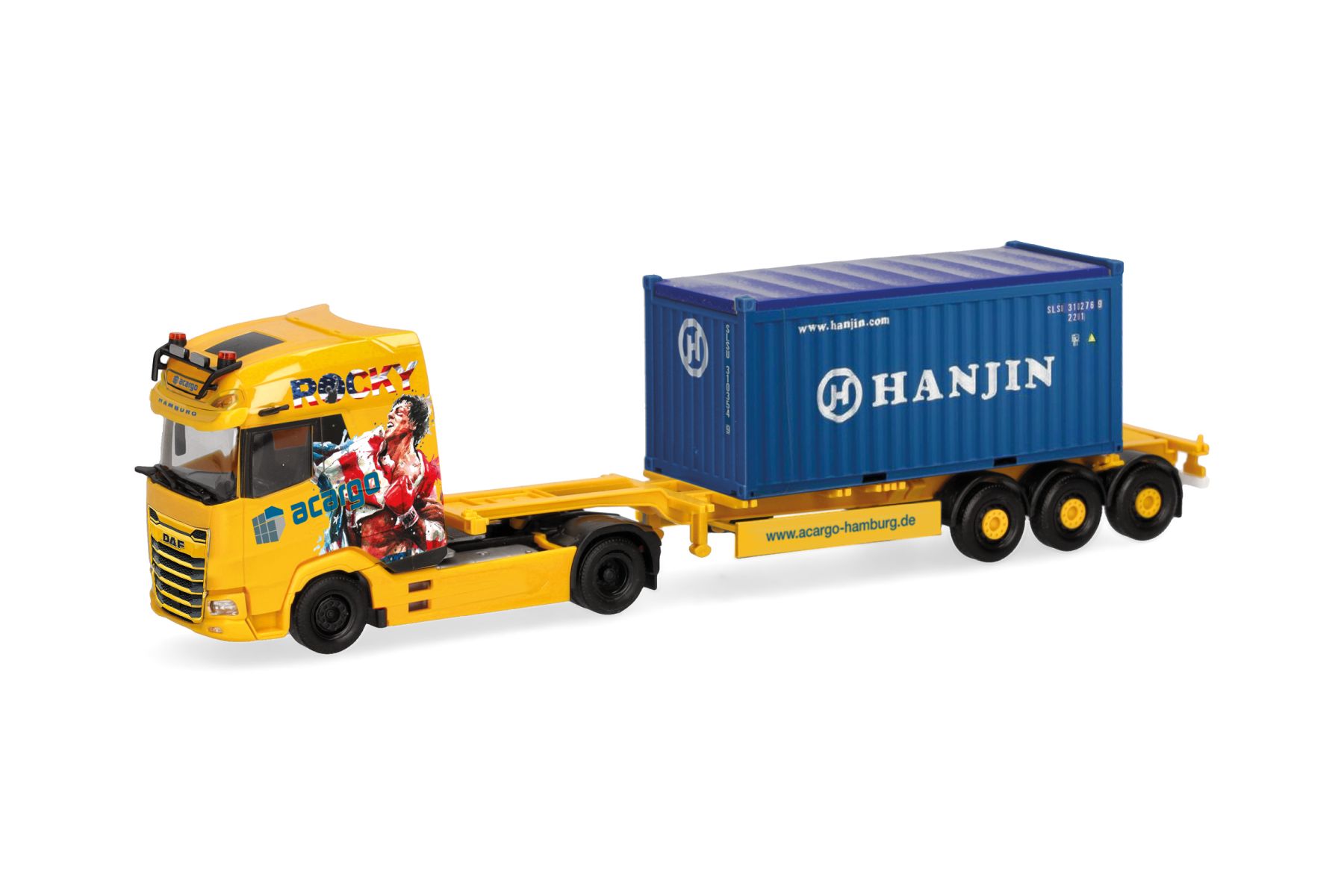 Herpa 320672 - DAF XG+ Container-Sattelzug "Acargo / 20 ft. Open Top Hanjin"