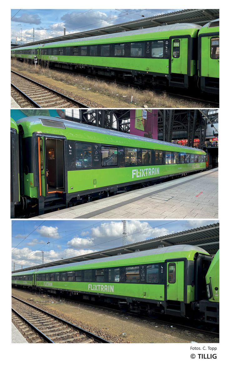 Tillig 01100 - 3er Set Personenwagen, Flixtrain, Ep.VI
