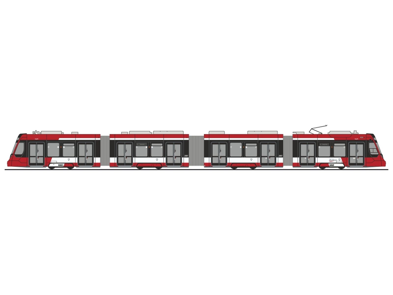 Rietze STRA01107 - Straßenbahn Siemens Avenio VAG Nürnberg Wagennummer 2007, ohne Antrieb