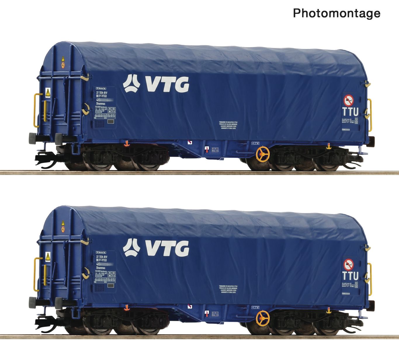 Roco 6680060 - 2er Set Schiebeplanenwagen Shimmns, VTG, Ep.VI
