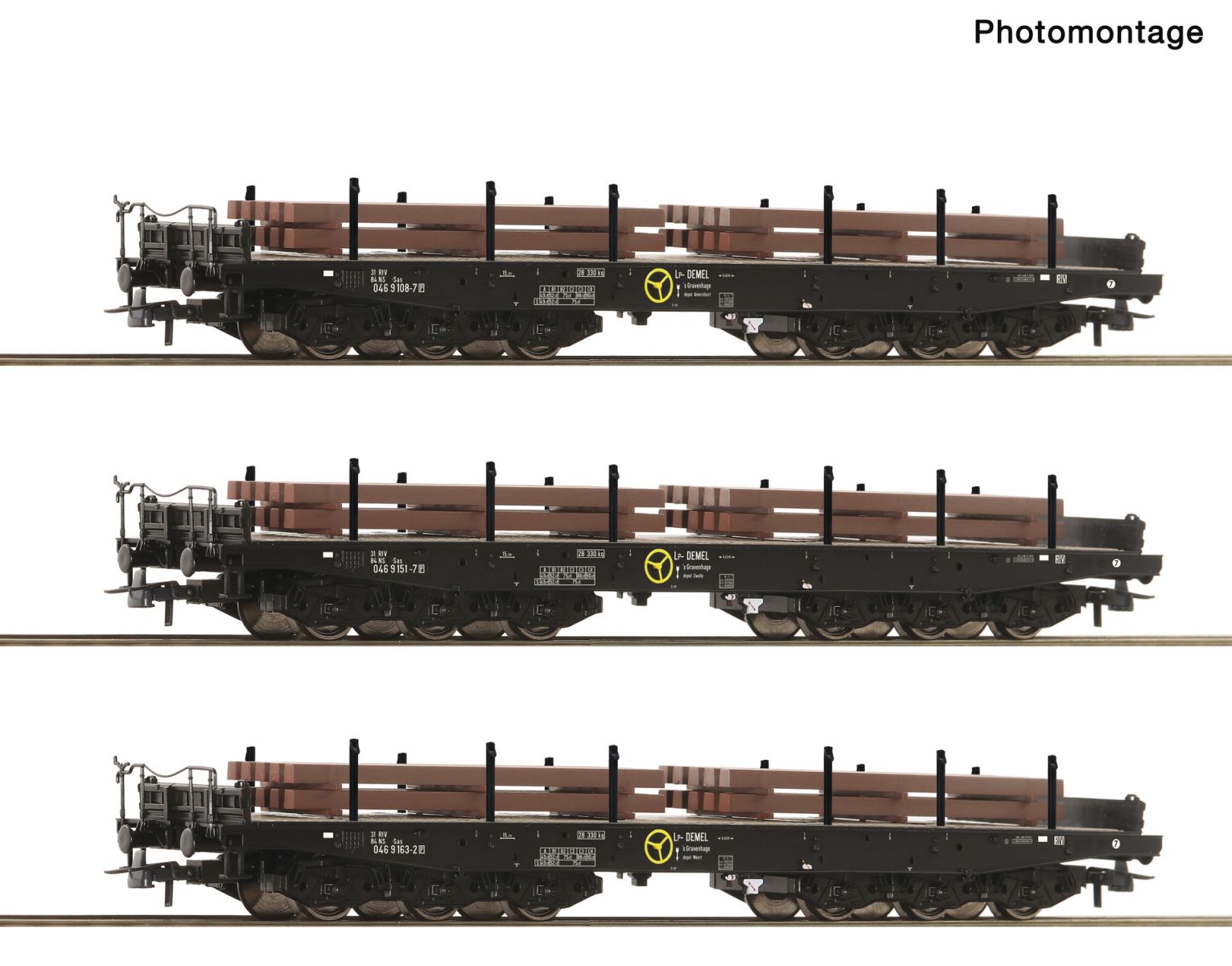 Roco 6600263 - 3er Set Schwerlastwagen Sas mit Brammen, NS, Ep.IV