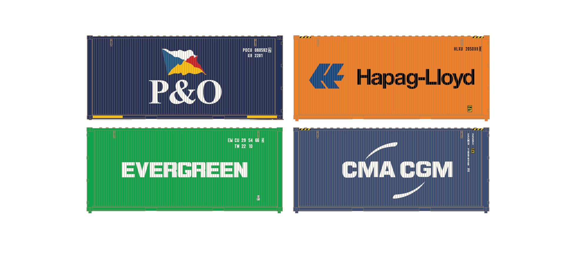 Hobbytrain H9016 - 4er Set 20' Container, Set 1