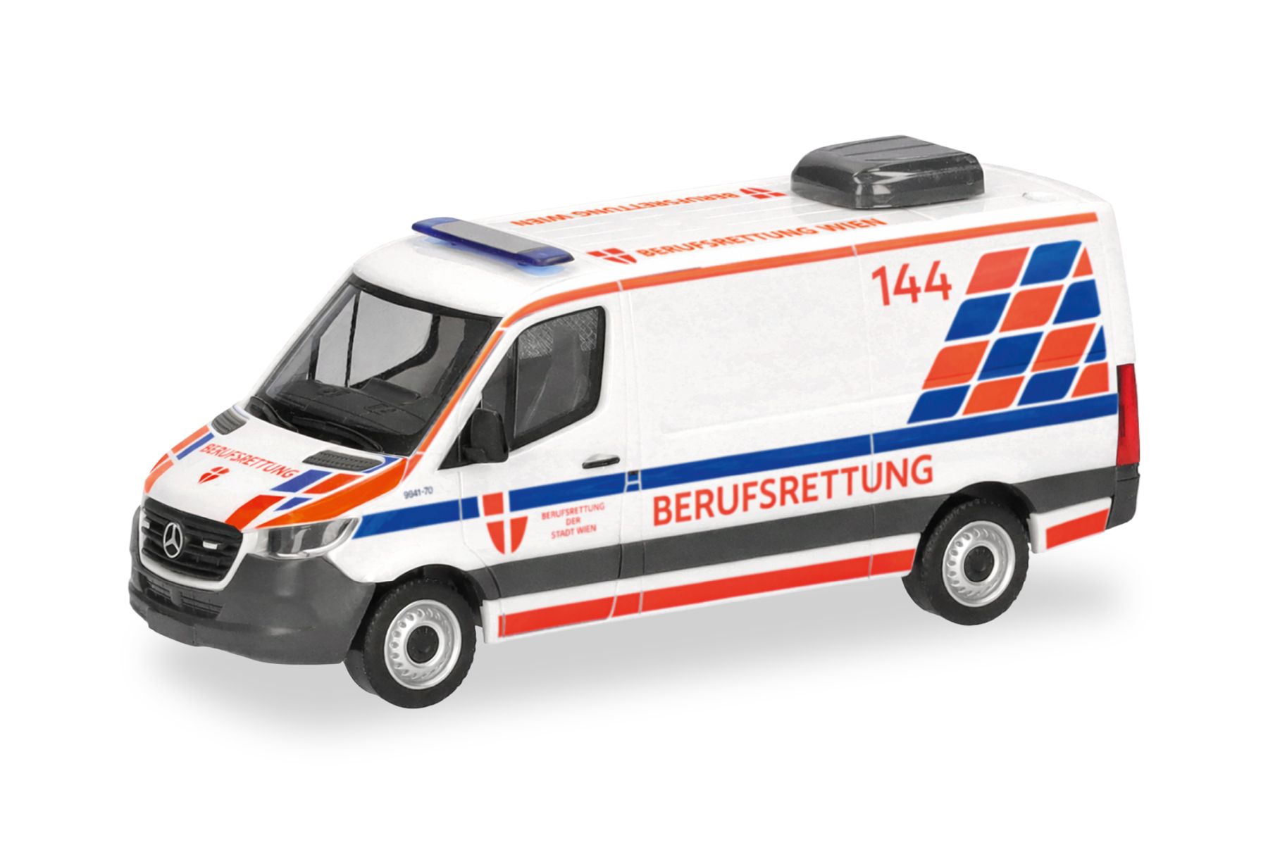 Herpa 099486 - Mercedes-Benz Sprinter '18 Bus Flachdach "Berufsrettung Wien", Österreich