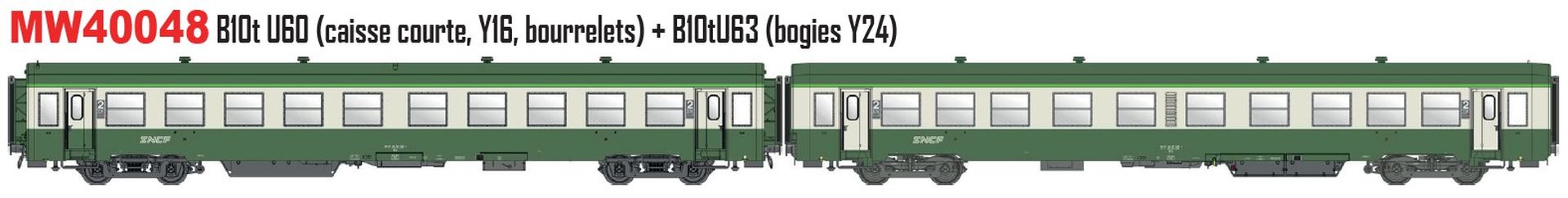 L.S. Models MW40048 - 2er Set Personenwagen USI B10t, 2.Klasse, SNCF, Ep.Va