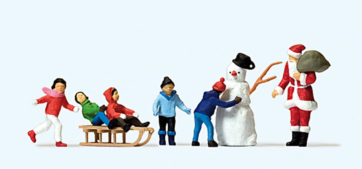 Preiser 10626 - Weihnachtsmann, Kinder, Schneemann