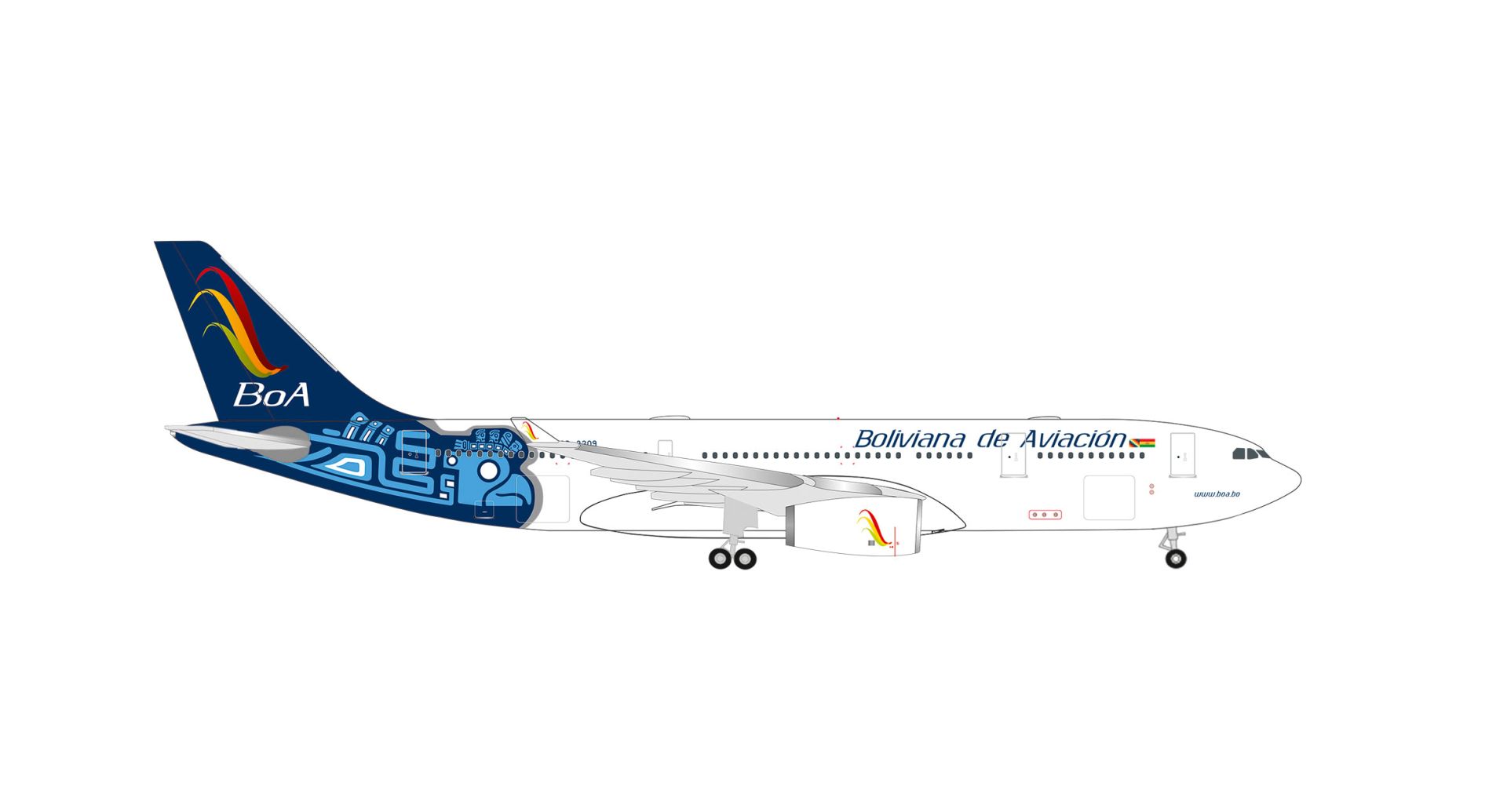 Herpa 539630 - Boliviana de Aviación Airbus A330-200 "Condor" - CP-3209