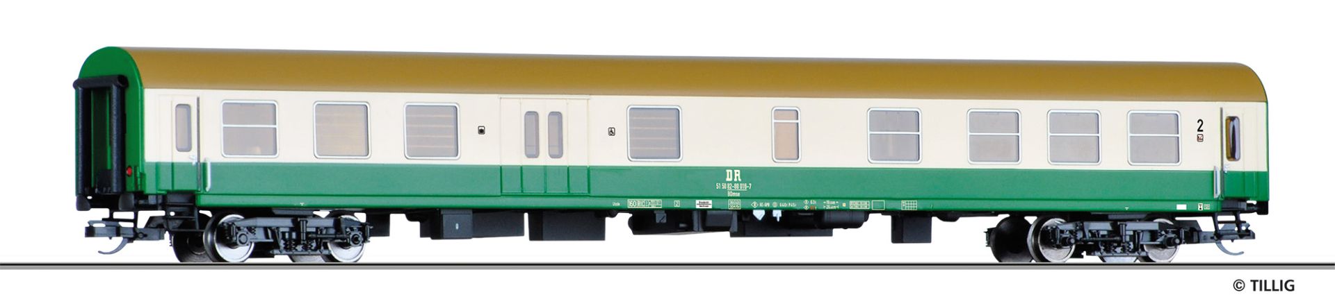 Tillig 502452 - Reisezugwagen 2. Klasse mit Gepäckabteil Bdmse, DR, Ep.IV