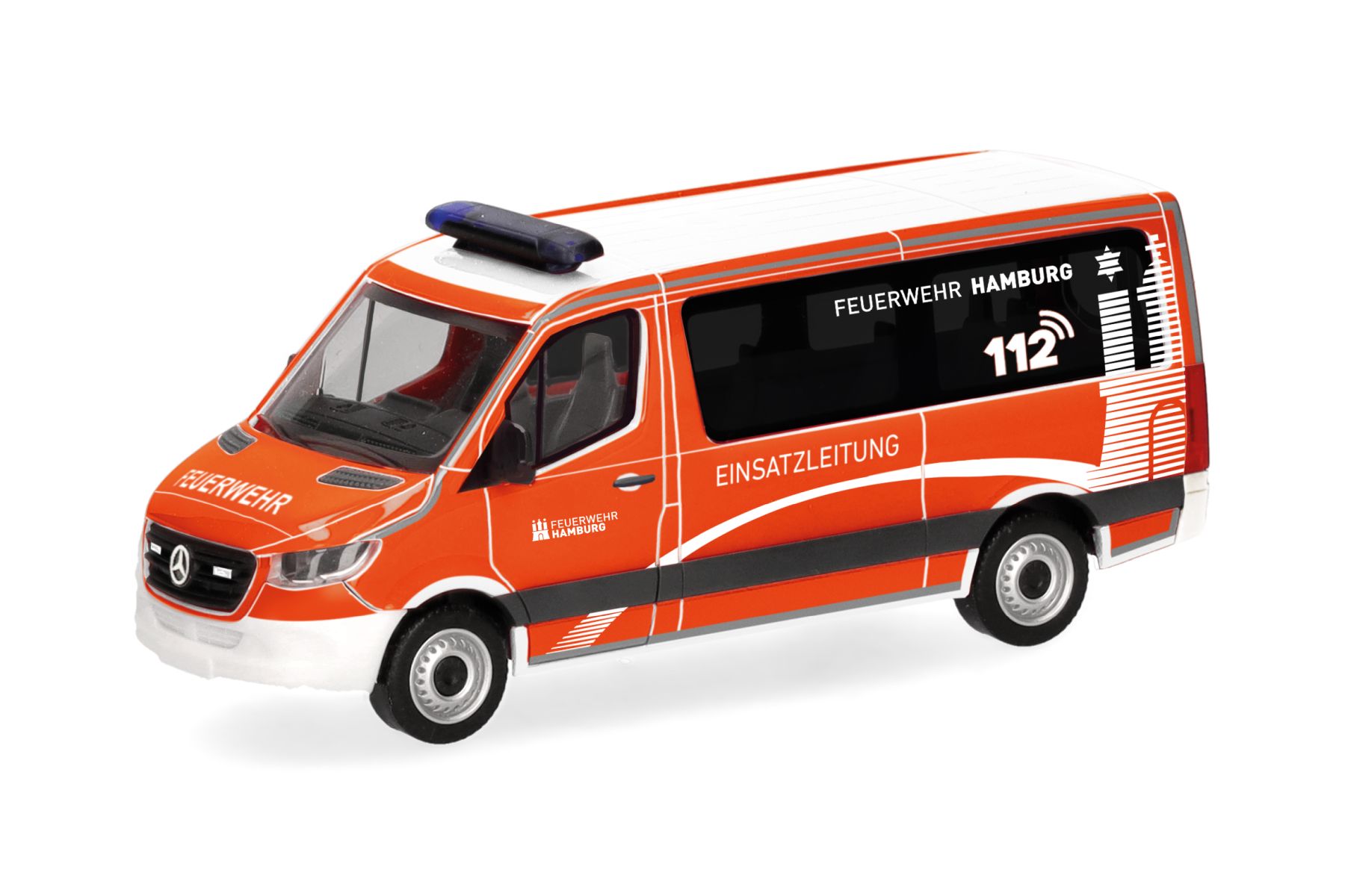 Herpa 098830 - MB Sprinter '18 Bus Flachdach ELW "Feuerwehr Hamburg/Einsatzleitung"