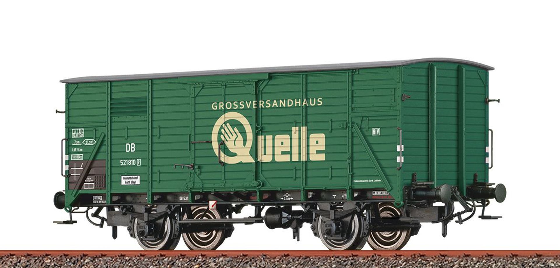 Brawa 50955 - Gedeckter Güterwagen G10, DB, Ep.III 'Quelle'