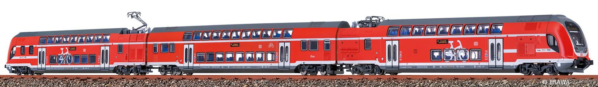 Brawa 64542 - 3er Set TWINDEXX VARIO Doppelstock-Triebzug, DBAG, Ep.VI 'Stralsund Hbf', DC-Sound