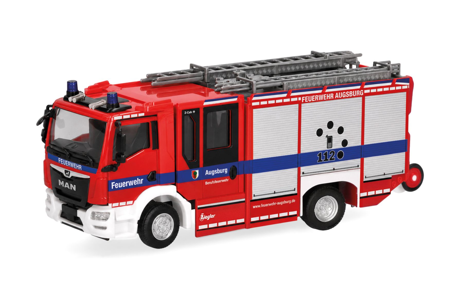 Herpa 097734 - MAN TGM CC Z-Cab HLF "Feuerwehr Augsburg"