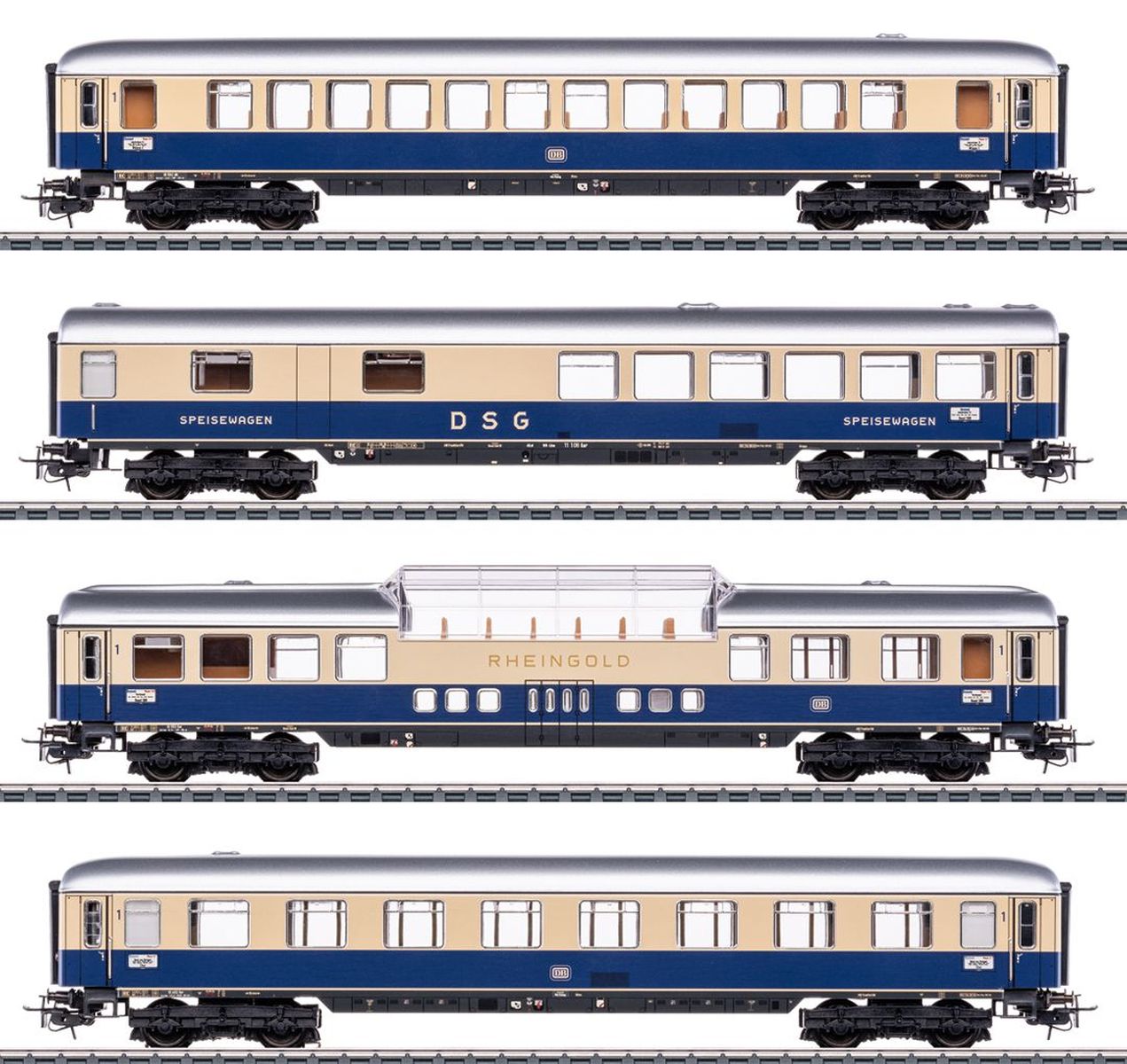 Märklin 40852 - 4er Set Personenwagen 'Rheingold', Tin Plate, DB, Ep.III