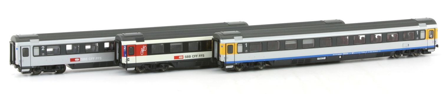Lemke-Collection LC9705 - 3er Set Personenwagen Set A EC 6/7 'CHUR-HAMBURG', SBB, Ep.VI
