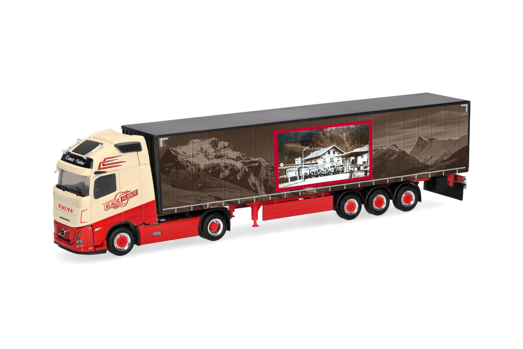 Herpa 322348 - Volvo FH Aero GL XL Gardinenplanen-Sattelzug "Klaus Huber"