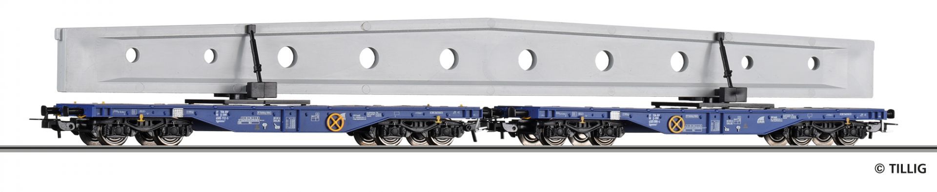 Tillig 502385 - 2er Set Flachwagen Sgmmns mit Satteldachträger, EER, Ep.VI Tillig 502385 - 2er Set Flachwagen Sgmmns mit Satteldachträger, EER, Ep.VI