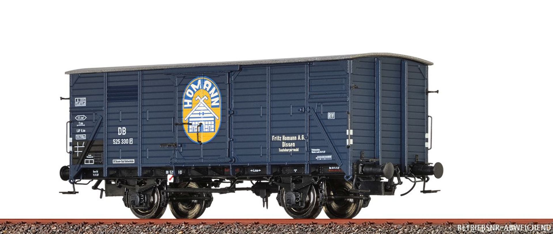 Brawa 50961 - Gedeckter Güterwagen G10, DB, Ep.III 'Fritz Homann'
