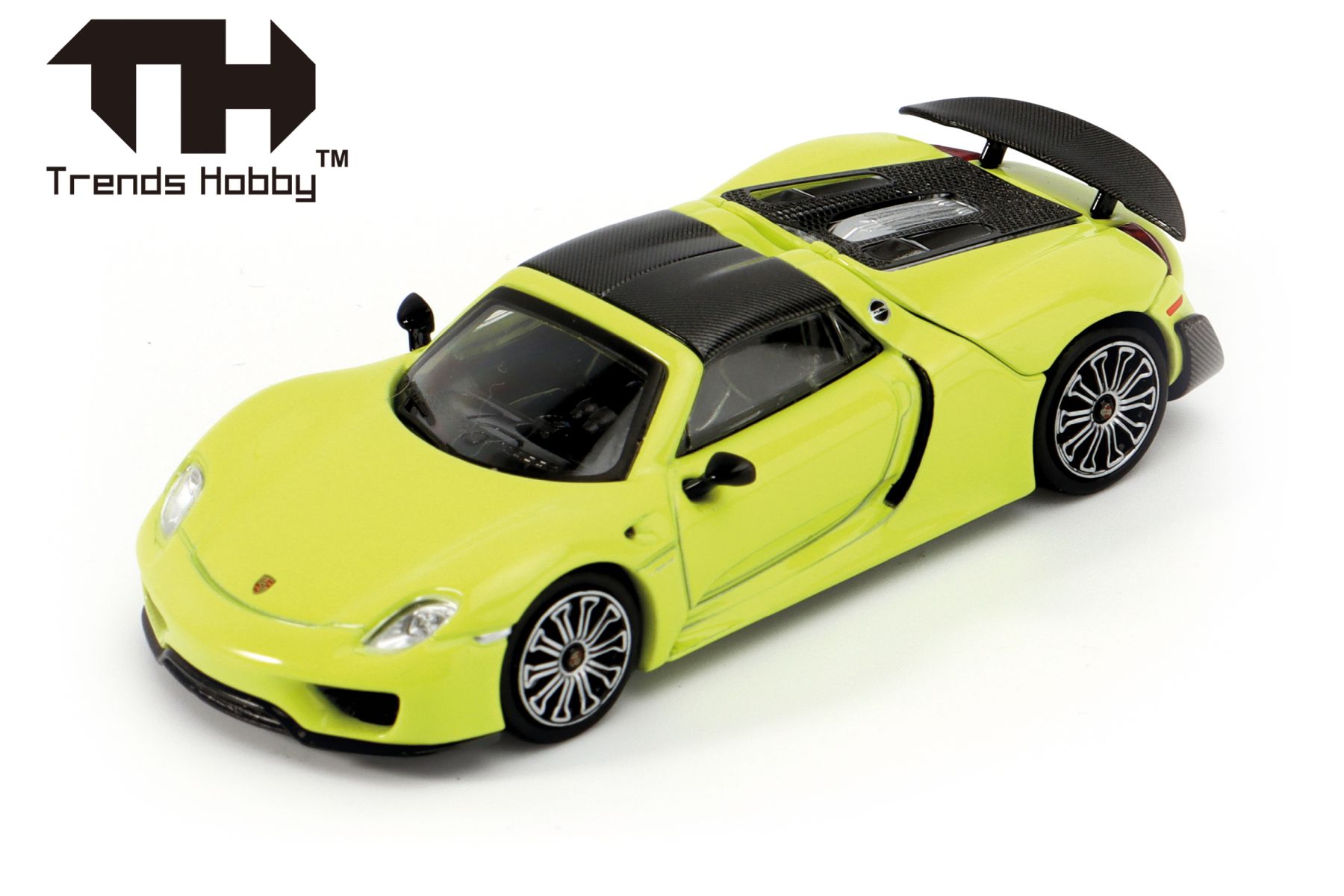 Herpa 864TH000002 - Trends Hobby: Porsche 918 Spyder - Acid Green, Dach und Motorabdeckung abnehmbar