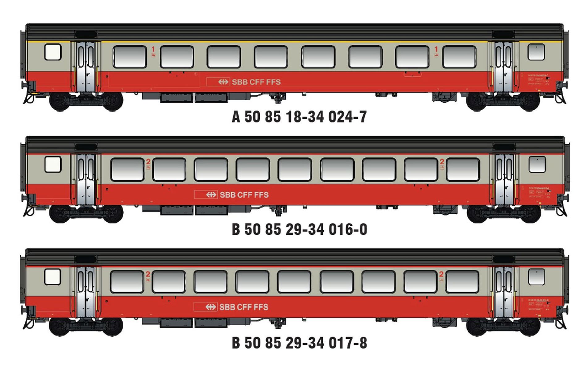 L.S. Models MW2109-1AC - 3er Set Personenwagen EW III, Airport Express, SBB, Ep.IV-V, AC