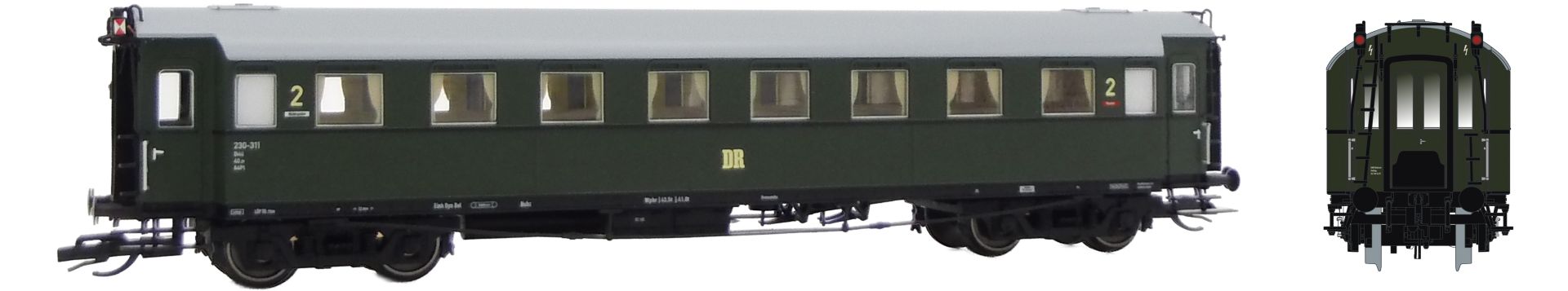 Saxonia 120228 - Personenwagen C4Ü Sa 07, DR, Ep.III, mit Innenbel. und bel. Schlusslaternen